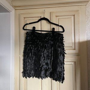 Chelsea & Violet Black Fringe Leather Mini Skirt